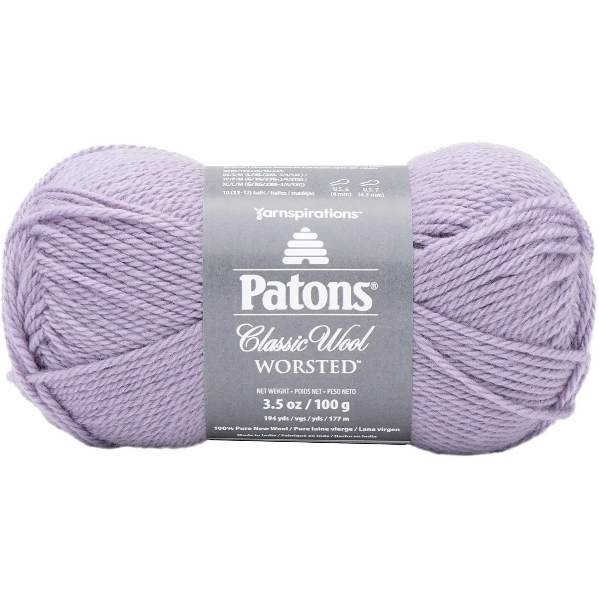 Patons Classic Wool Yarn Misty Lavender 100g (3.5 oz) | 100% Wool Yarn for Knitting & Crochet - main product image