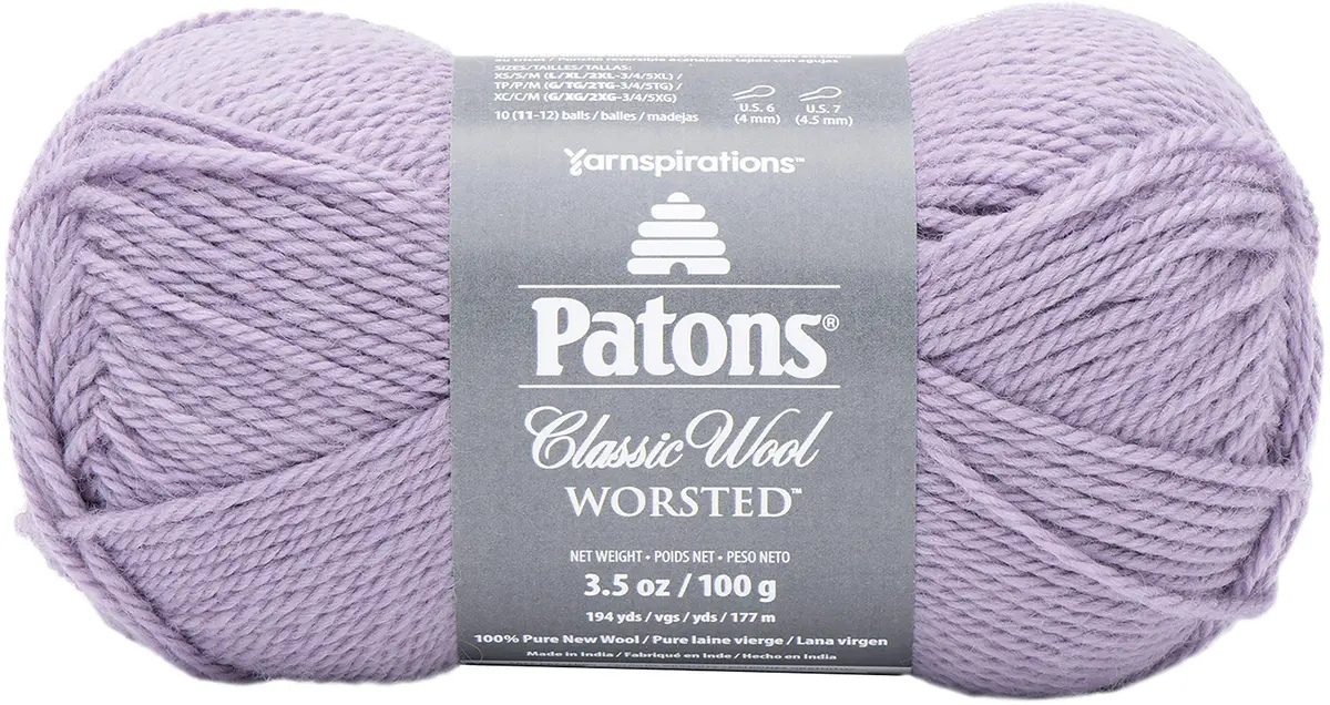 Patons Classic Wool Yarn Misty Lavender 100g (3.5 oz) | 100% Wool Yarn for Knitting & Crochet - main product image