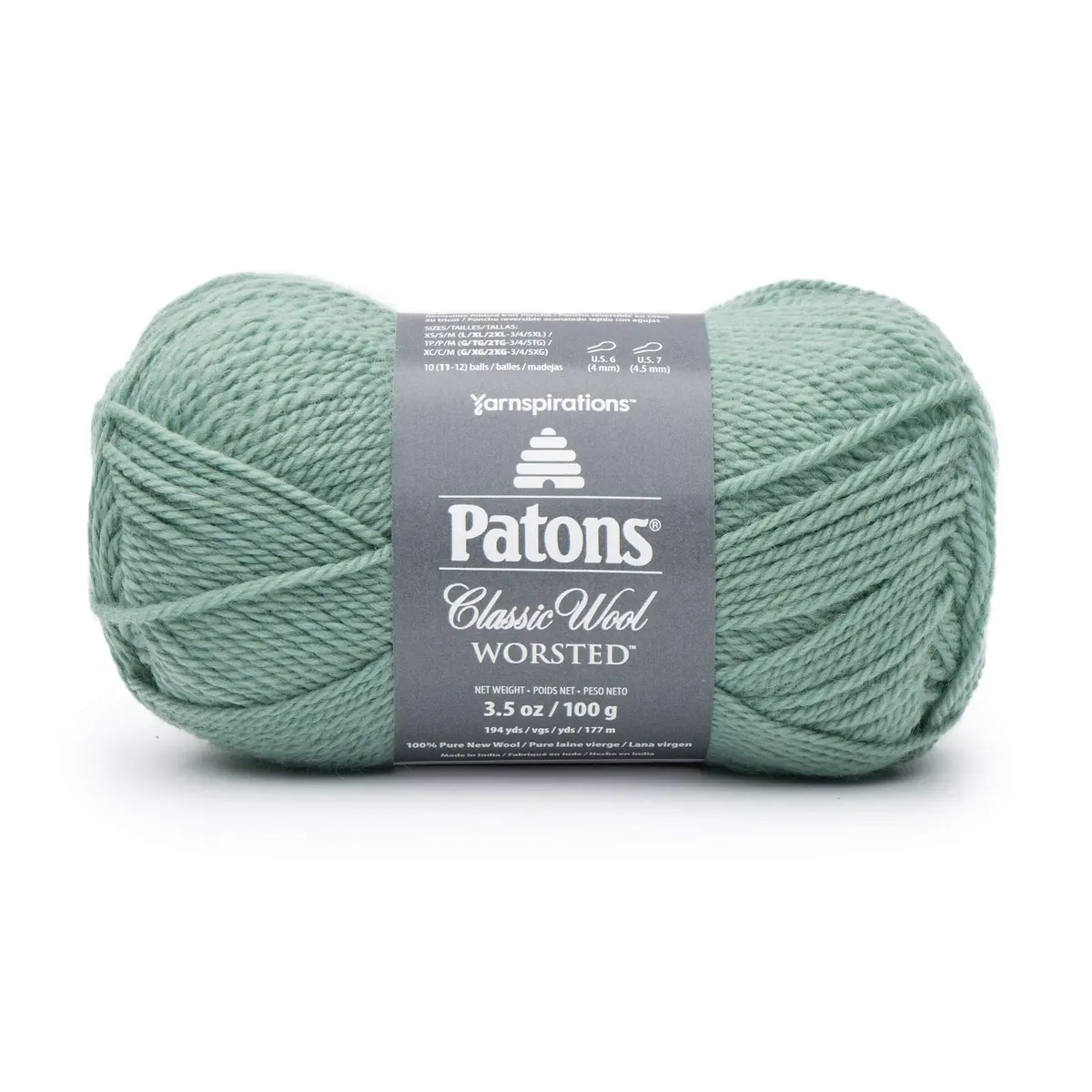 Patons Classic Wool Yarn, Basil - 100% Wool, 194 yds (582 ft) | Hand Wash Only - main product image