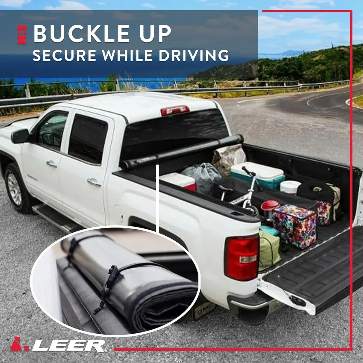LEER SR250 Soft Rolling Truck Bed Tonneau Cover 5'7" | Weatherproof, Easy Install, Limited Lifetime Warranty - view 6