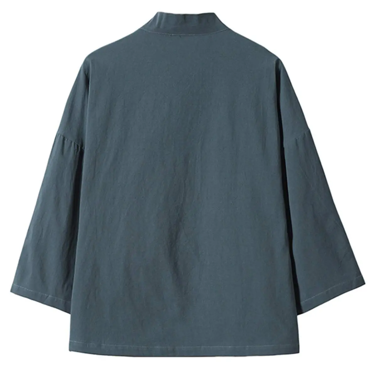 PRIJOUHE Mens Japanese Kimono Cardigan Cotton Linen Haori 3/4 Sleeve | Casual Lightweight Breathable - view 2