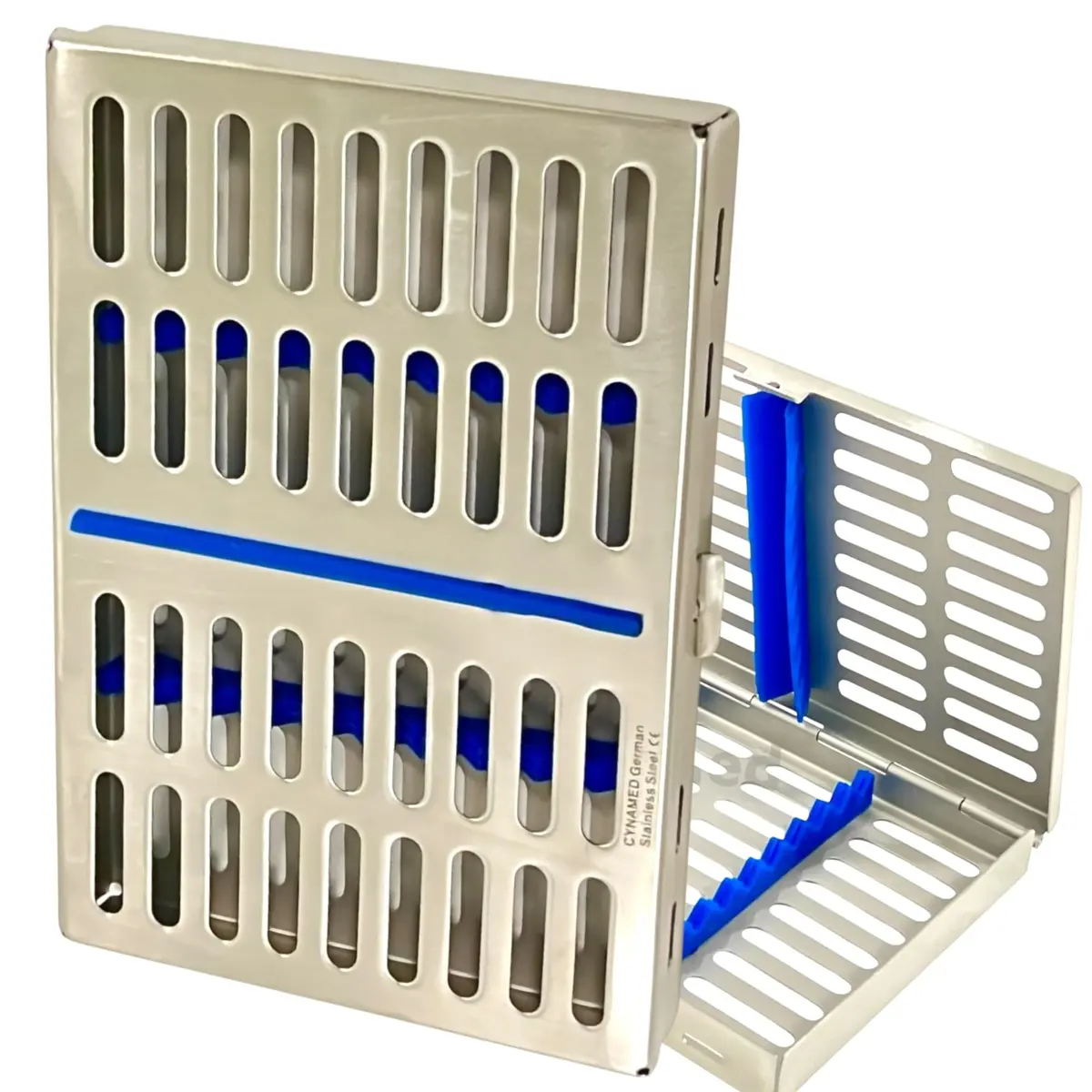 Cynamed German Stainless Dental Instruments Autoclave Cassette 7.25" x 5" x 0.75" | Sterilization Tray for 10 Instruments - main product image