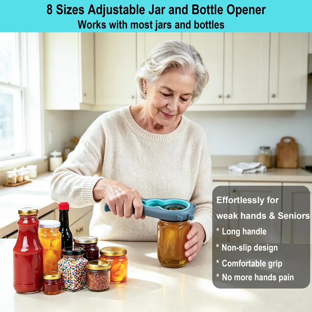 Otstar Jar Opener & Bottle Opener for Seniors with Arthritis, Weak Hands | Effortless Grip & Durable Design - view 4
