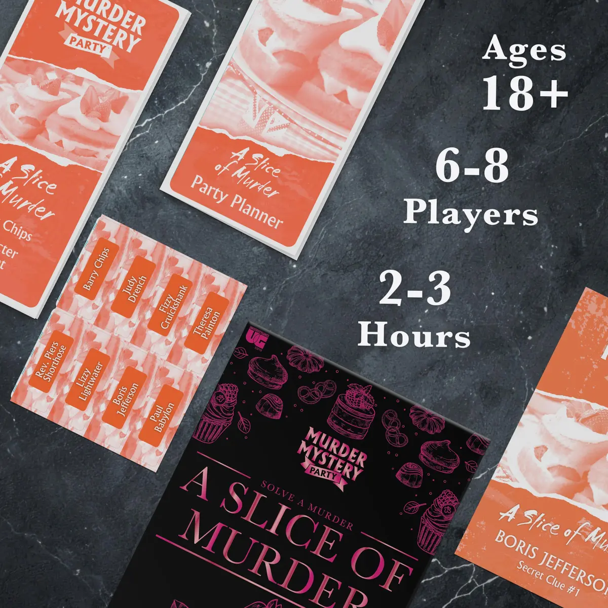 Murder Mystery Party A Slice of Murder Game 561 g (19.8 oz) | Interactive Dinner Party Game for 6-8 Players - view 4