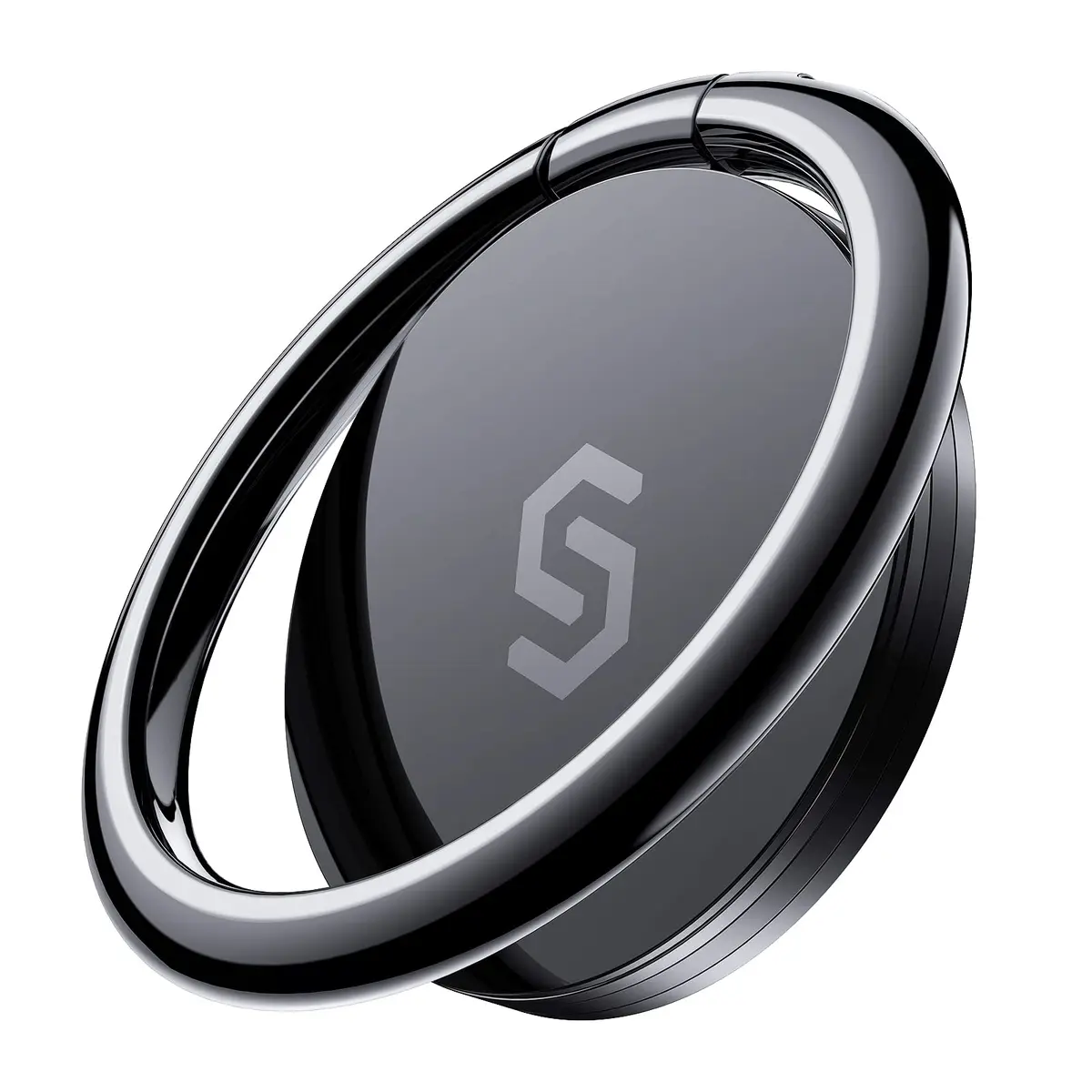 SYNCWIRE Adhesive Phone Ring Holder, Cell Phone Grip, iPhone Ring Stand with Magnetic Car Mount Plate (Black, 1 Pack) - main product image