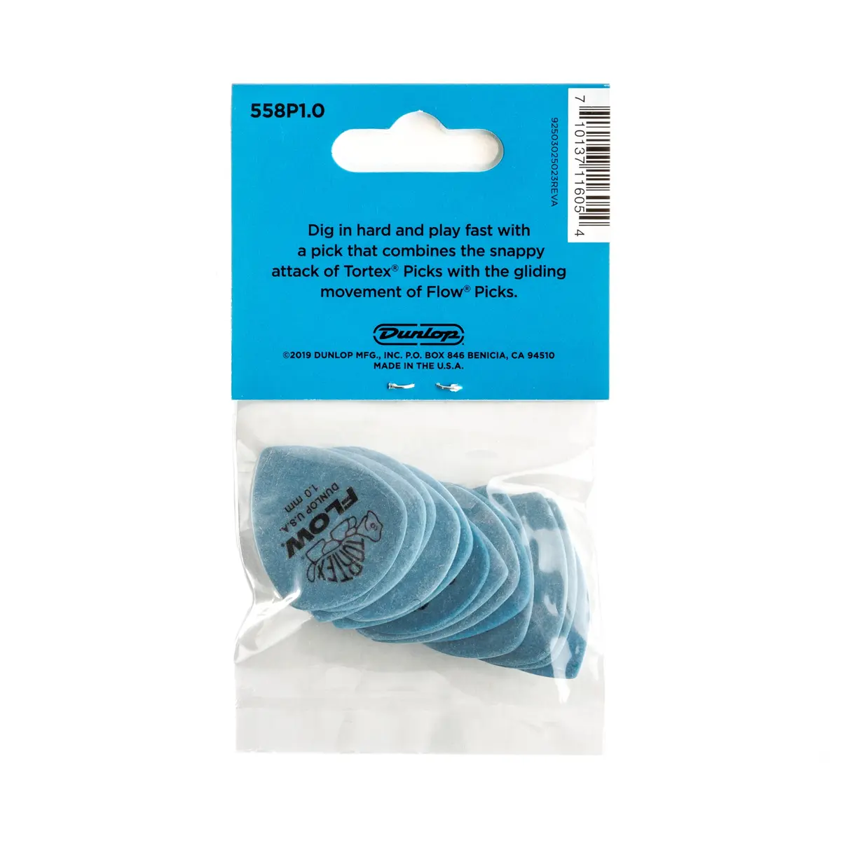 Jim Dunlop Tortex Flow Pick 1.0mm Blue (12-Pack) | USA Import for Precision Guitar Playing - view 3