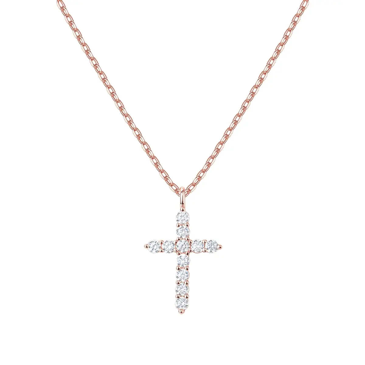 PAVOI Cross Pendant Necklace for Women, 14K Gold Plated, Rose Gold | Dainty Religious Jewelry - main product image