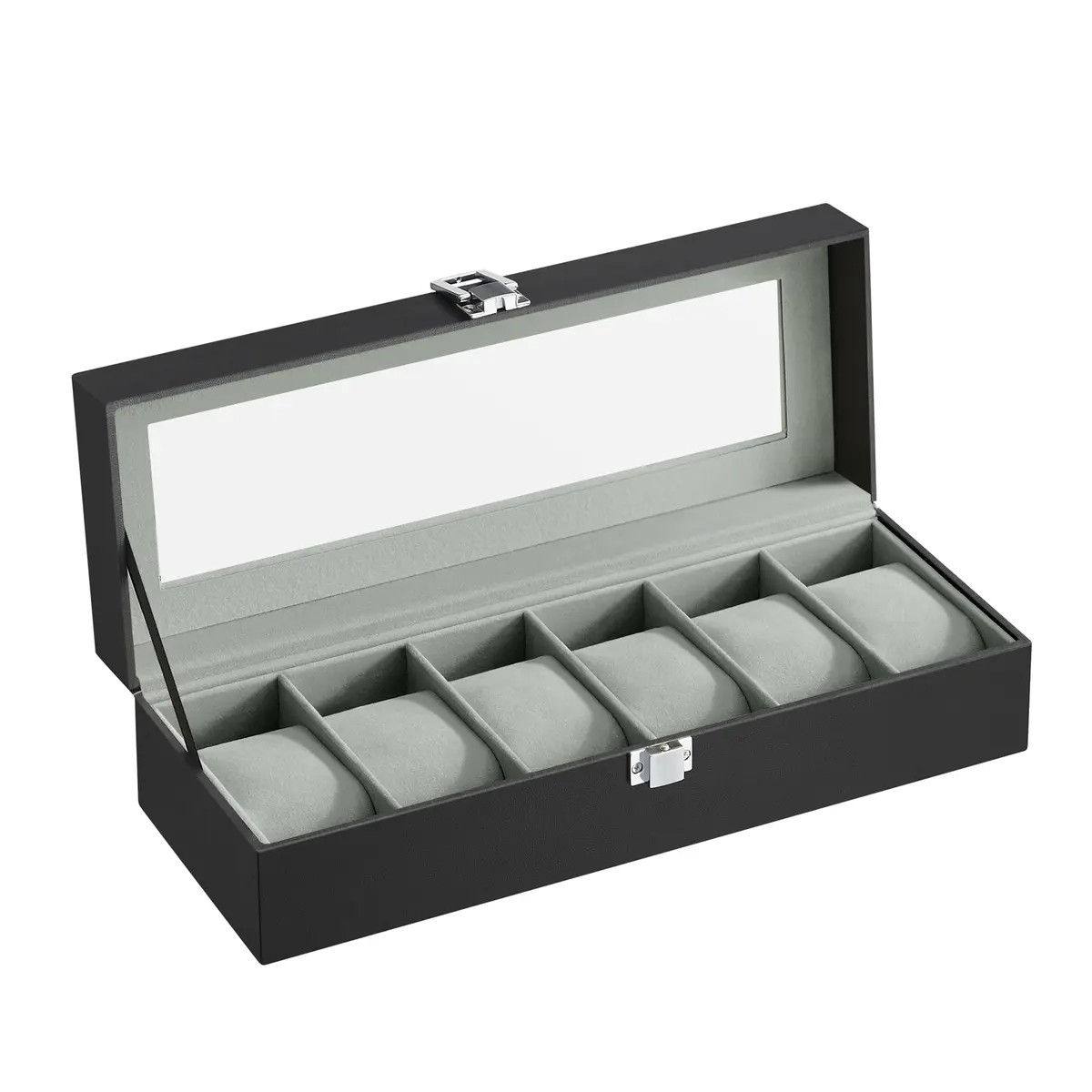 SONGMICS 6-Slot Watch Box with Glass Lid & Removable Pillows | 30.2 cm (11.9") x 11.2 cm (4.4") x 8 cm (3.1") - view 7