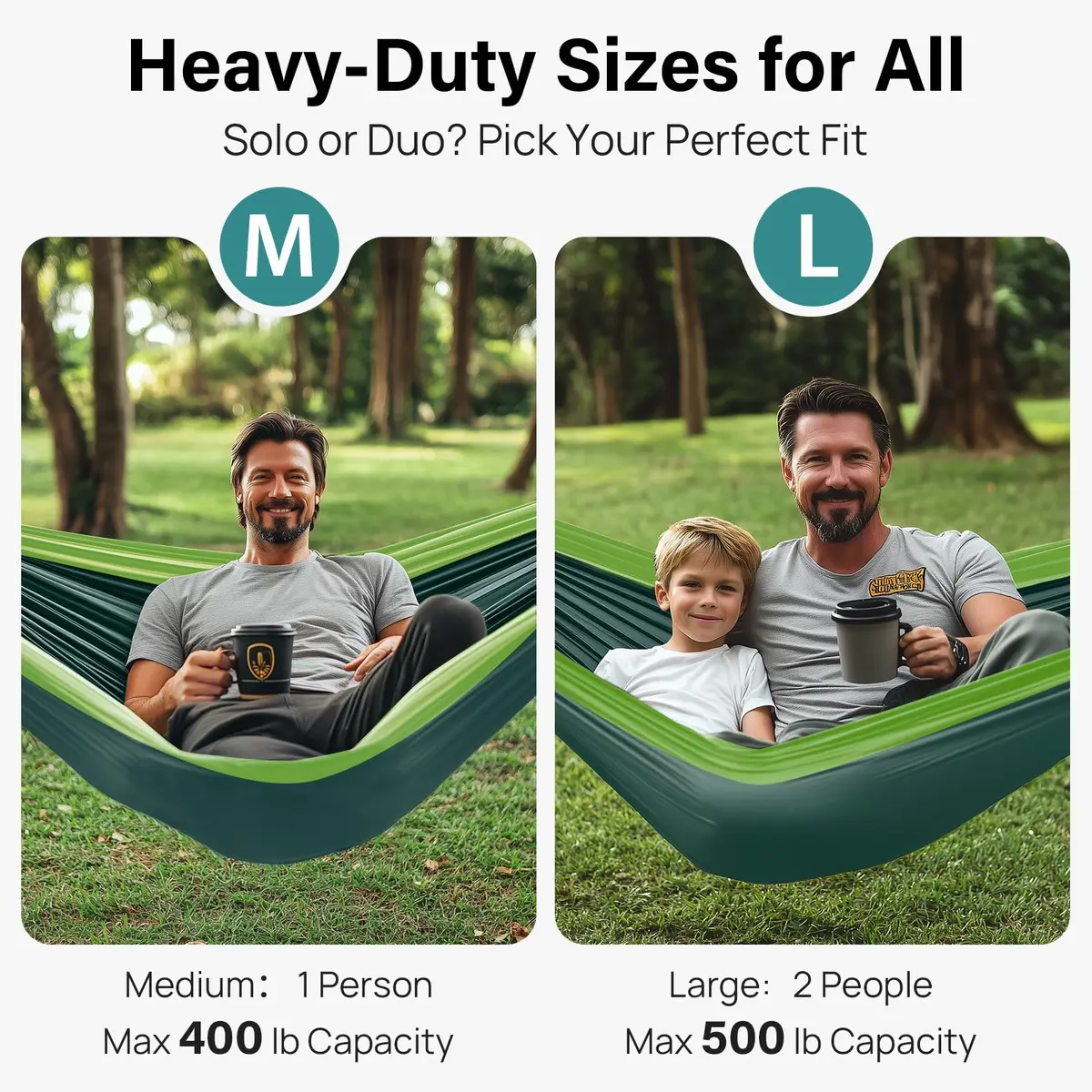 Kootek Camping Hammock 500lbs Capacity | Double Outdoor Camping Essential with Tree-Friendly Straps - view 2