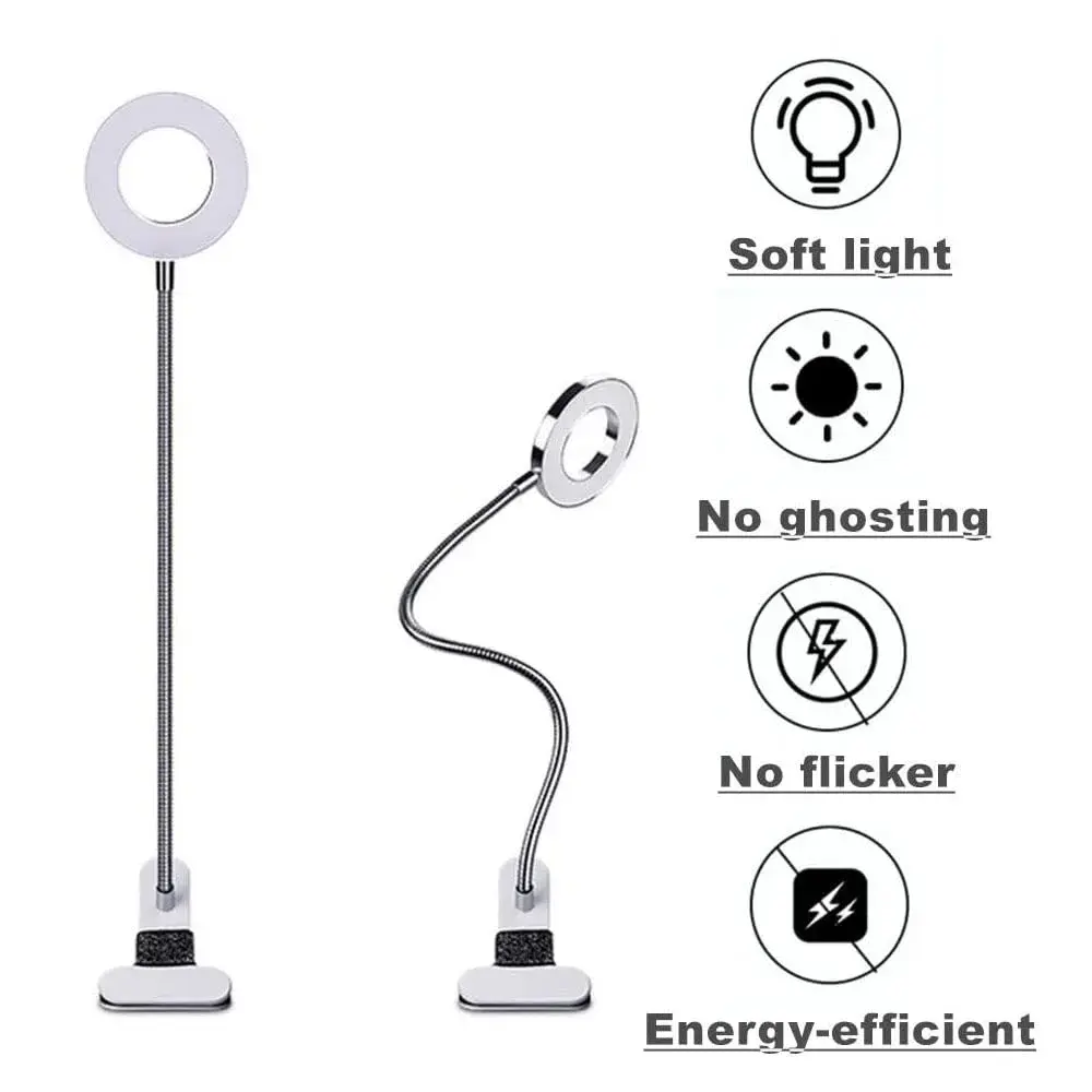 Salmue Silver USB LED Beauty Lamp 50cm (19.7in) | Eye-Friendly Flicker-Free Light for Tattoos, Makeup, and Study - view 5