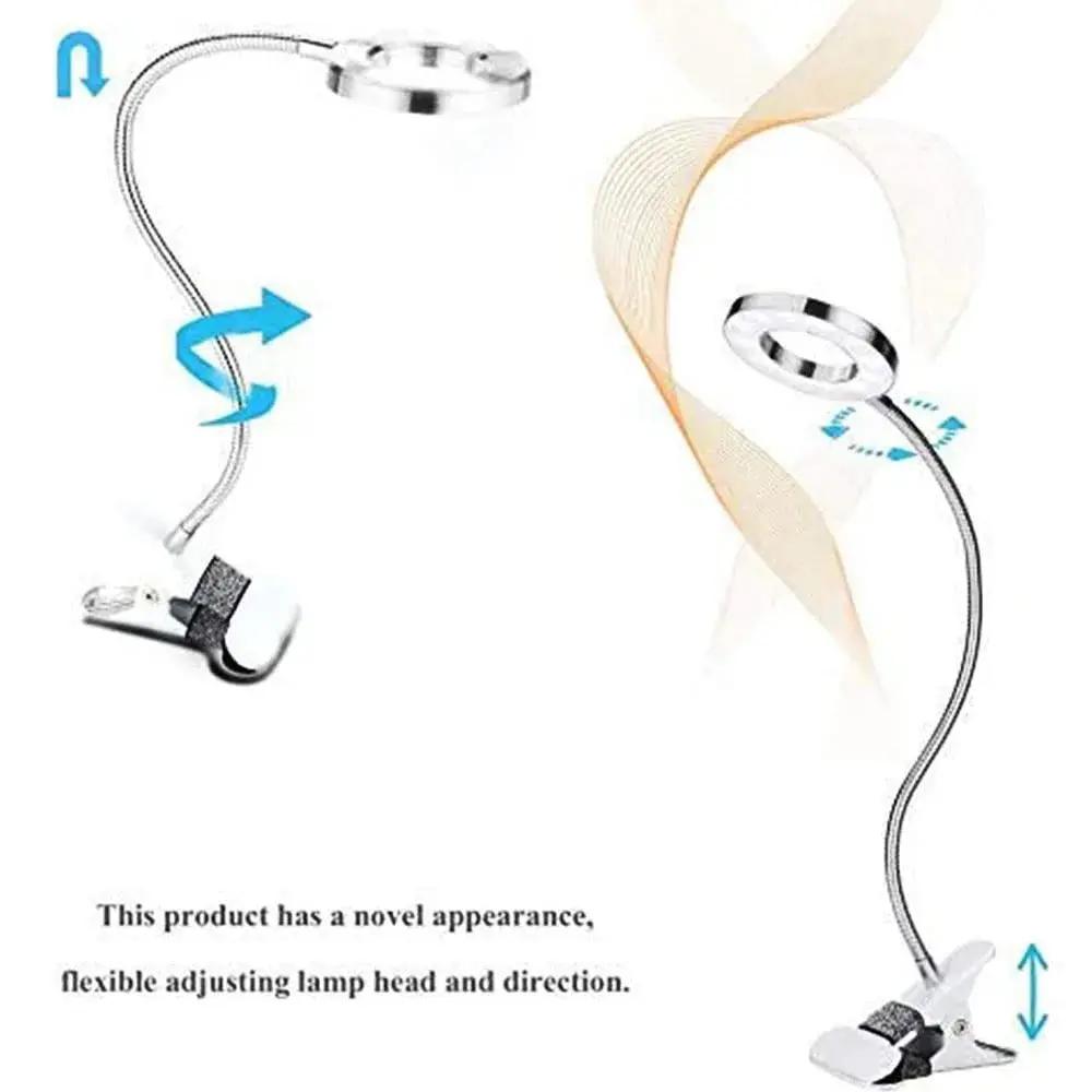 Salmue Silver USB LED Beauty Lamp 50cm (19.7in) | Eye-Friendly Flicker-Free Light for Tattoos, Makeup, and Study - view 6