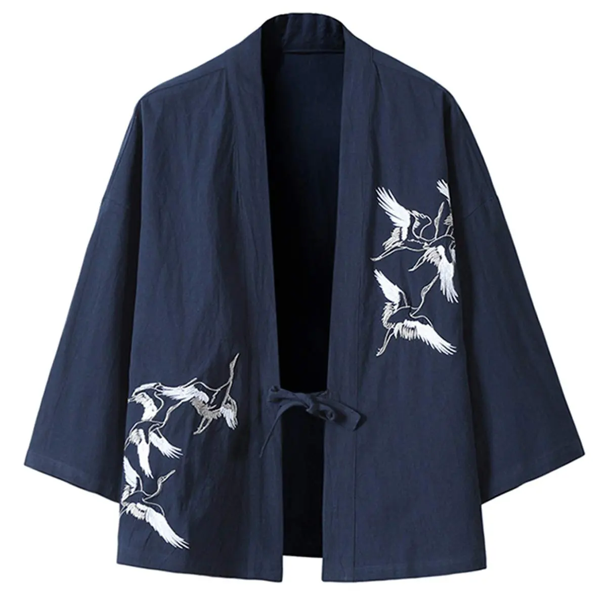 PRIJOUHE Mens Japanese Kimono Cardigan Cotton Linen Haori 3/4 Sleeve | Lightweight Breathable Casual - main product image
