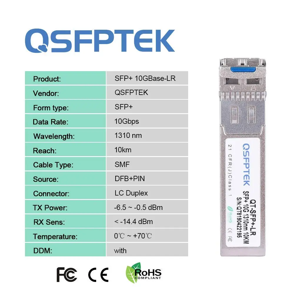 QSFPTEK 10GBASE-LR Module | 10Gb SFP+ Optical Transceiver 10km SMF Compatible for Arista - view 6