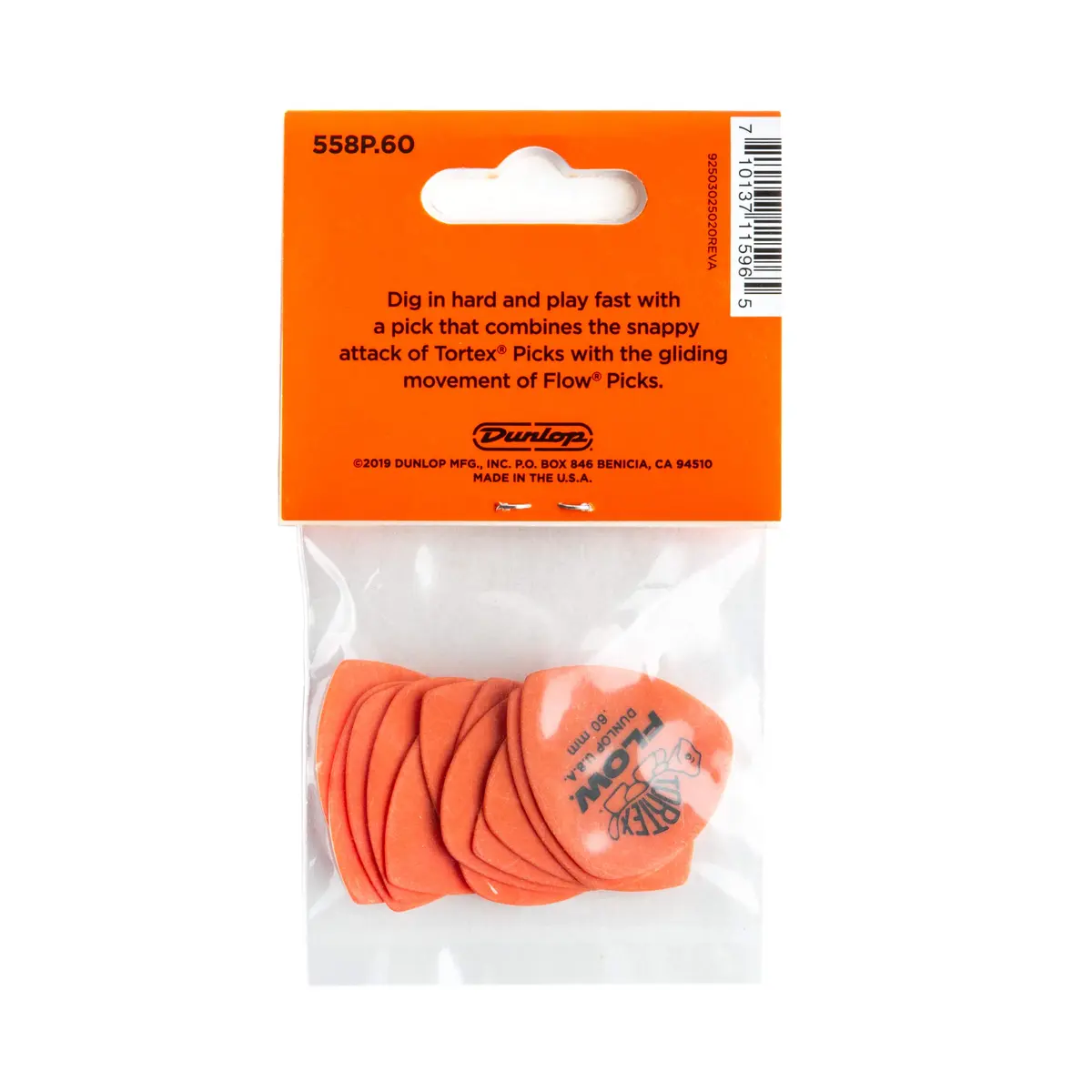 Jim Dunlop Tortex Flow Pick .60MM Orange 12-Pack | Precision Attack & Grip - view 5