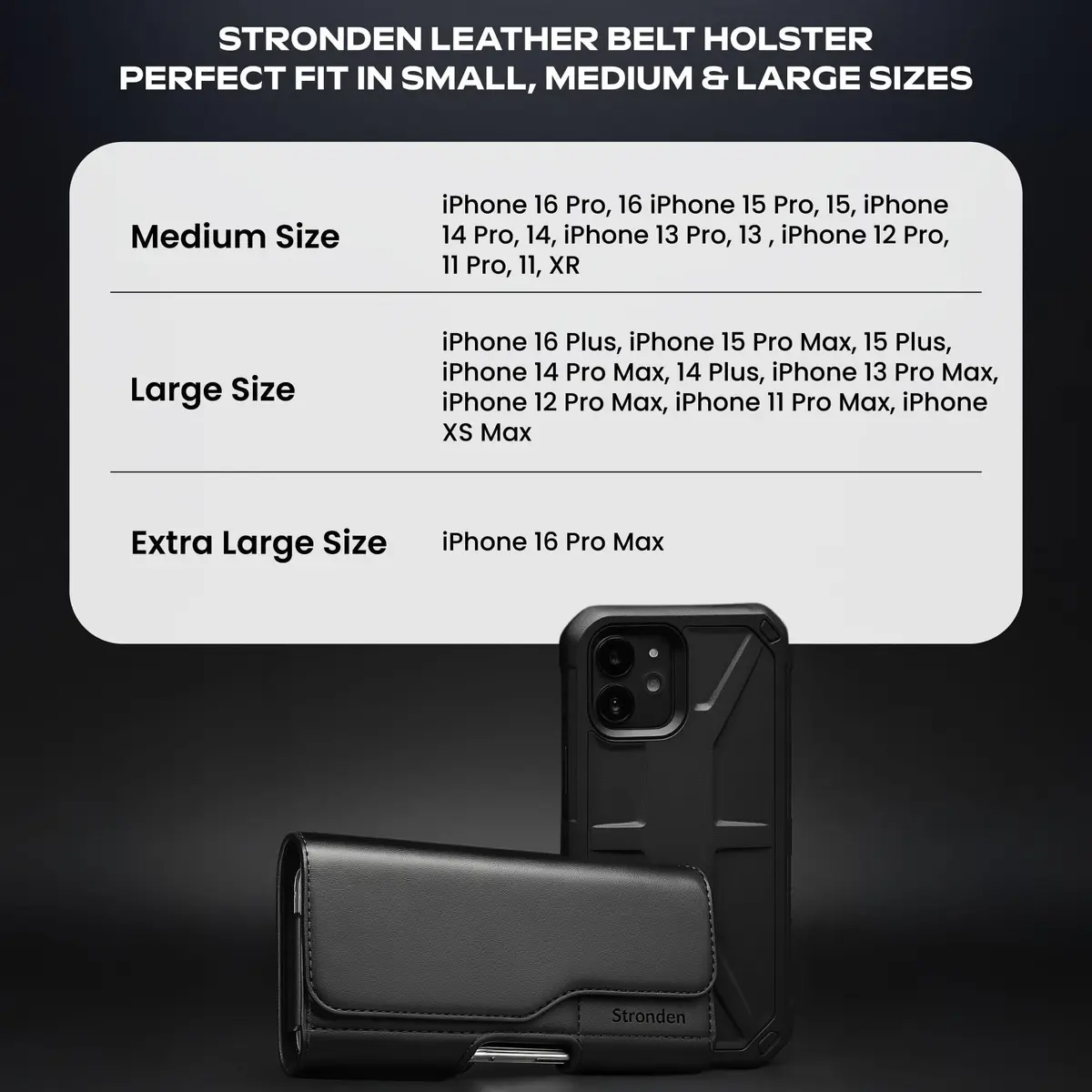 Stronden Leather Holster for iPhone 17 Pro, 17e, 16 Pro, 15 Pro, 14 Pro, 13 Pro, 12 Pro, 11, XR | Secure Magnetic Closure - view 7