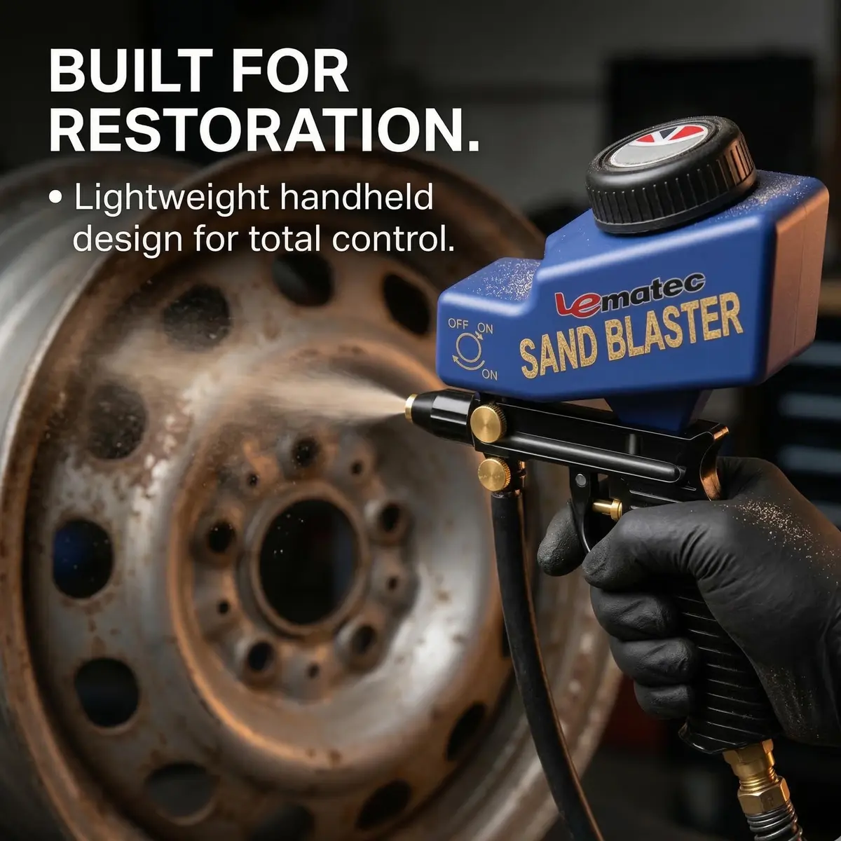 LE LEMATEC Sand Blaster Gun Kit for Air Compressor Rust Removal | Portable, Dual Mode, Ceramic Nozzle - view 3