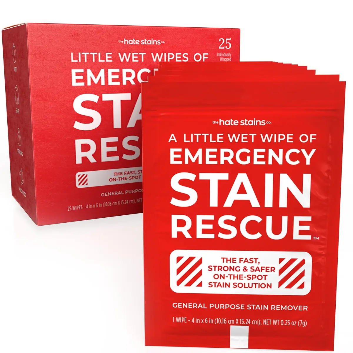 Emergency Stain Rescue Stain Remover Wipes 25 Pack | Versatile Stain Removal for Clothes, Carpets & Upholstery - main product image