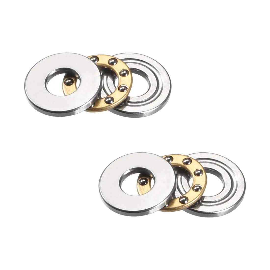 uxcell F5-12M Thrust Ball Bearings 5mm x 12mm x 4mm Chrome Steel Single Direction (2-Pack) | Precision Bearings for Industrial Applications - main product image