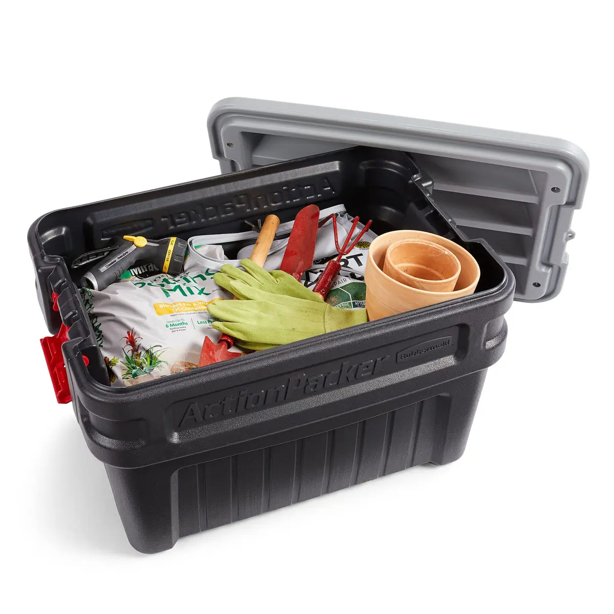 Rubbermaid ActionPacker 24 Gal Lockable Storage Box Pack of 2 | Rugged Outdoor Industrial Bins - view 7