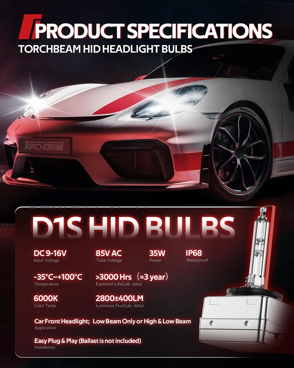 Torchbeam D1S HID Xenon Headlight Bulbs 6000K Cool White 3800 Lumens (Pack of 2) | 300% Brighter Lighting - view 2