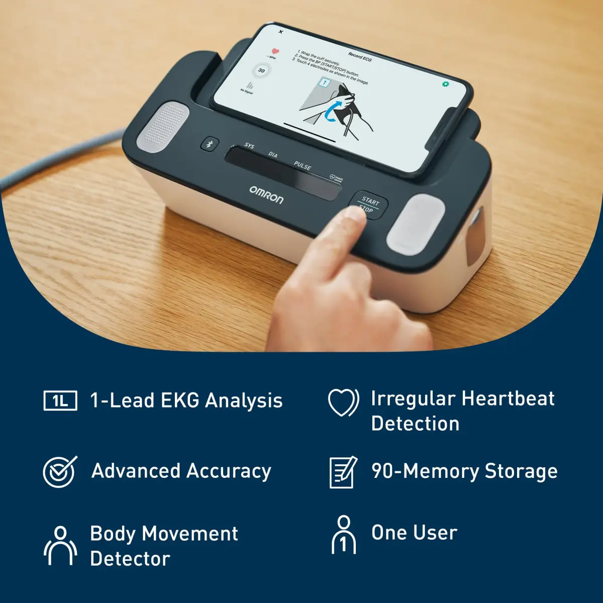 OMRON Complete 2-in-1 Blood Pressure Monitor + EKG BP7900 Black | Advanced Accuracy & Bluetooth Sync - view 2