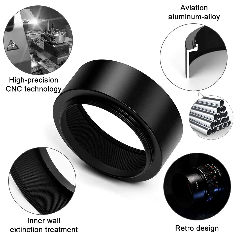 X-SweetDream 40.5mm Metal Lens Hood & Cap | Prevent Lens Flare & Dust - view 2