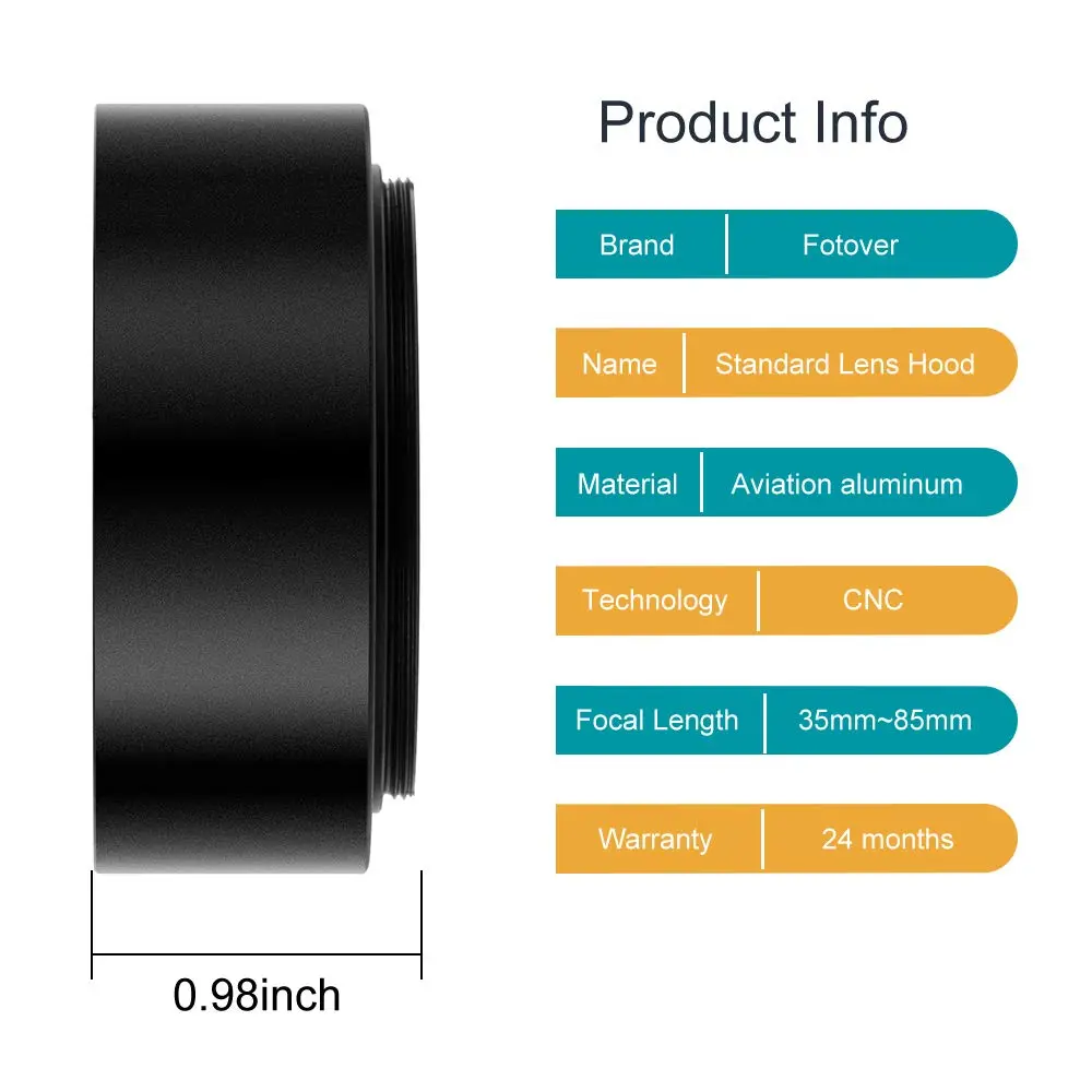 X-SweetDream 40.5mm Metal Lens Hood & Cap | Prevent Lens Flare & Dust - view 3