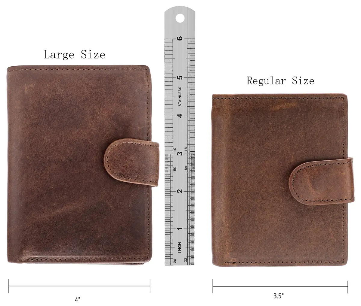 POKOFO RFID Genuine Leather Trifold Wallet with Snap Closure & 10 Card Slots | 11.7 cm (4.6") x 8.9 cm (3.5") x 1.5 cm (0.6") - view 2