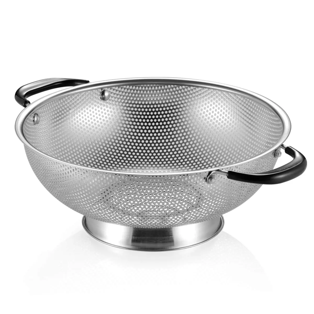 Tiawudi 5-Quart Stainless Steel Colander with Heat Resistant Handles | Easy Grip Micro-Perforated Strainer - main product image