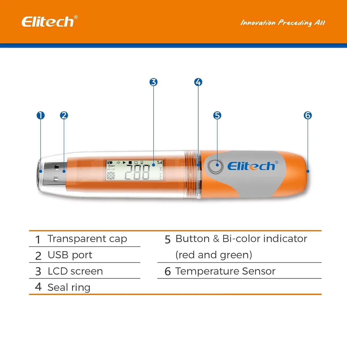 Elitech RC-51 Waterproof USB Temperature Data Logger 32000 Points | High Accuracy Cold Chain Monitor - view 8