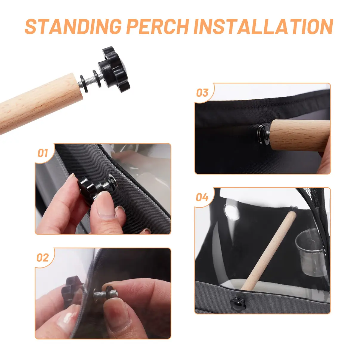 A 4 Pet Bird Carrier for Travel, Clear Windows, Lightweight | Safe & Portable Bird Cage - view 5