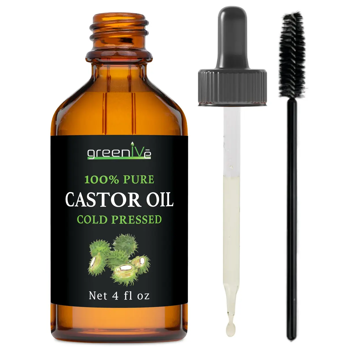 GreenIVe 100% Pure Cold-Pressed Castor Oil 120ml (4 Fl Oz) | For Hair Growth, Eyelashes, Eyebrows, Skin Moisturizer - main product image