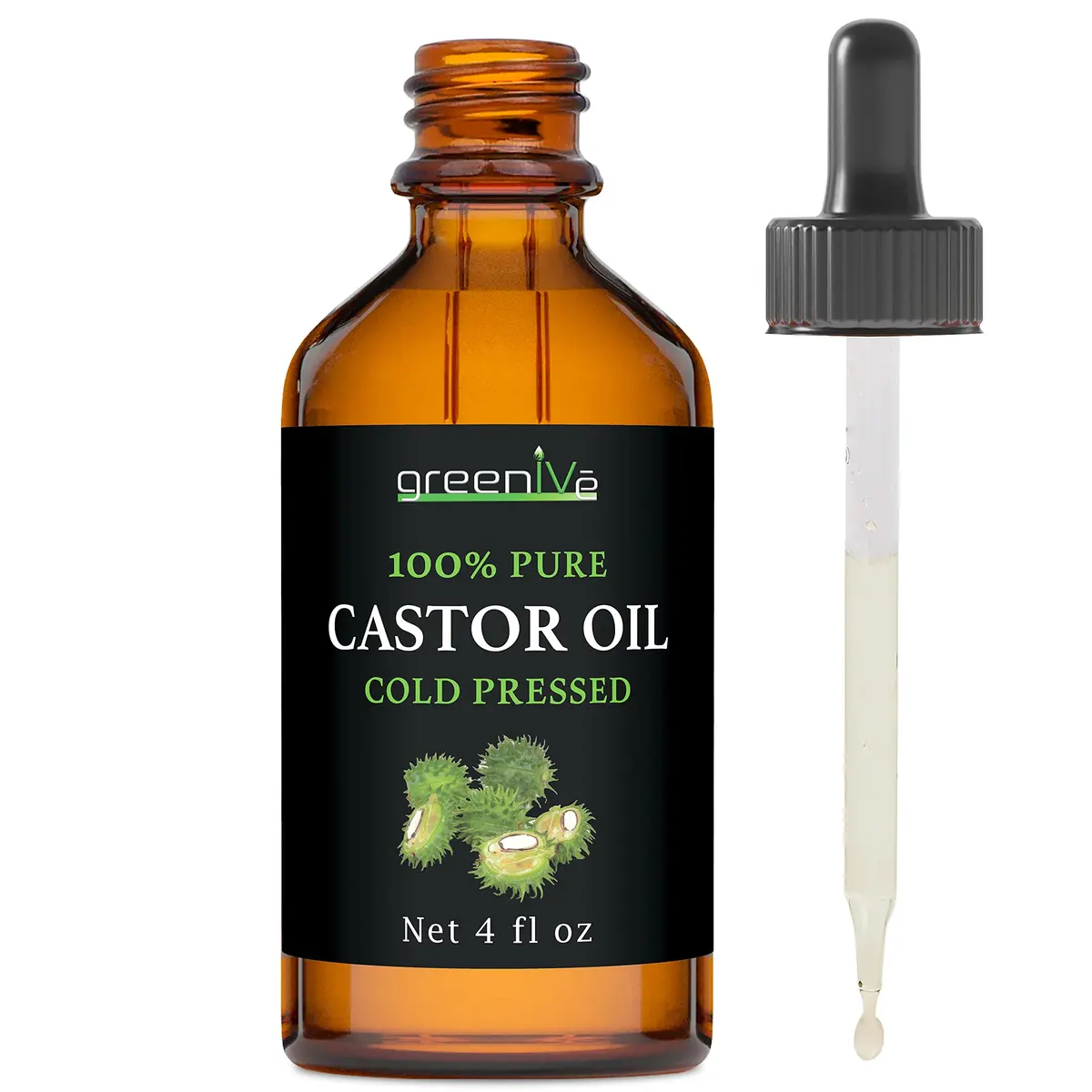 GreenIVe 100% Pure Cold-Pressed Castor Oil 120ml (4 Fl Oz) | For Hair Growth, Eyelashes, Eyebrows, Skin Moisturizer - view 2