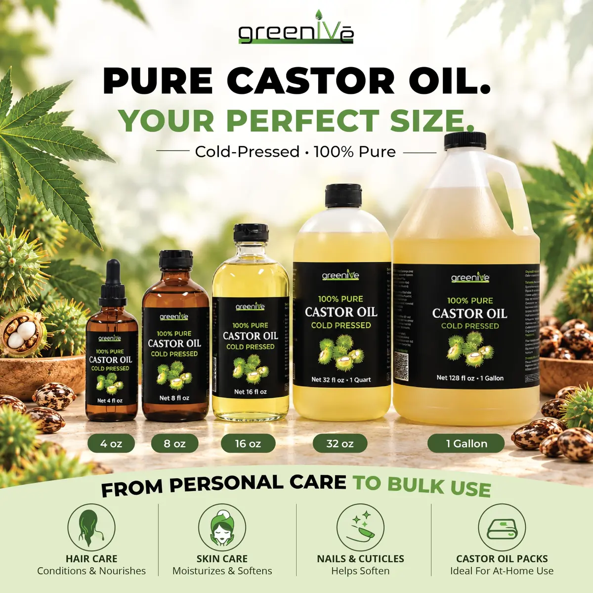 GreenIVe 100% Pure Castor Oil, 32 Fl oz - view 4