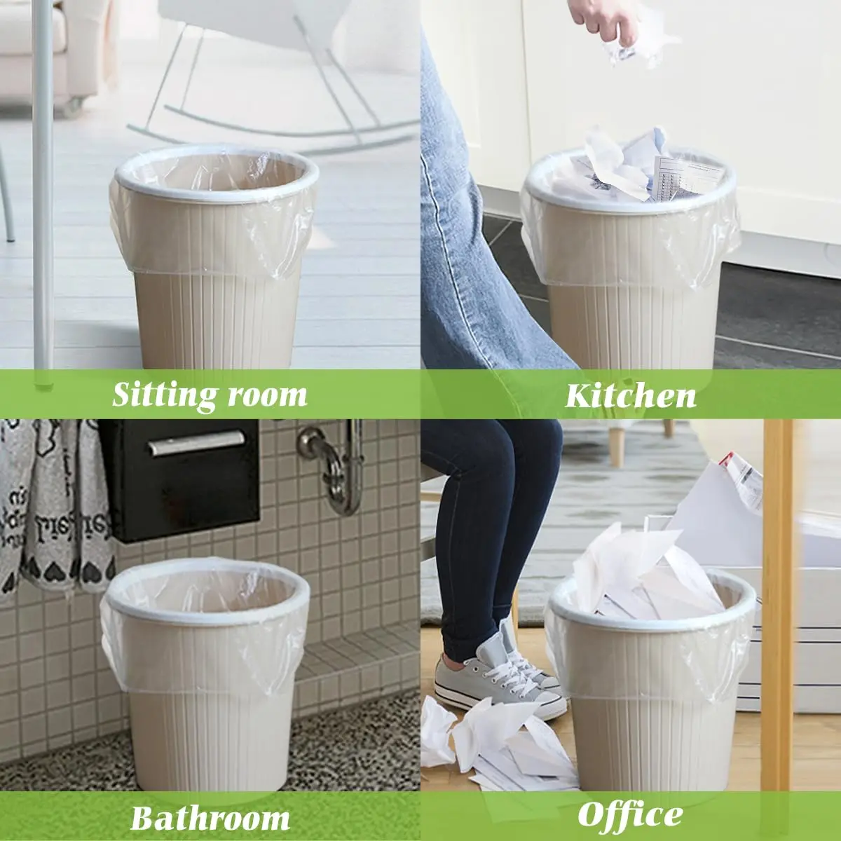 Teivio Small Trash Bags 2.6 Gal | HDPE Garbage Bags for Home & Office, 220 Count, Clear - view 5