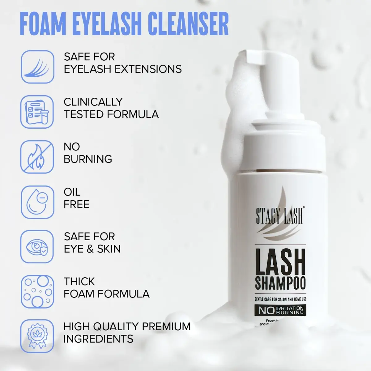 STACY LASH Eyelash Extension Shampoo & Brush 200ml (6.76 fl oz) | Gentle Foam Cleanser for Natural Lashes & Extensions - view 4