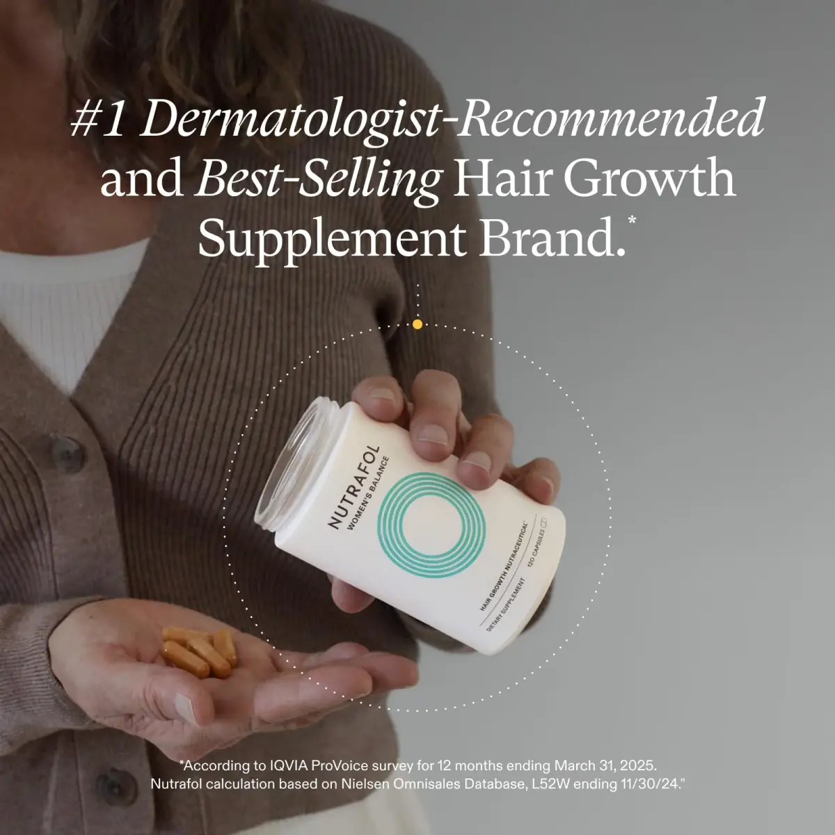 Nutrafol Women's Balance Hair Growth Supplements for Ages 45+, Clinically Tested for Thicker Hair & Scalp Coverage, 1 Month Supply - view 2
