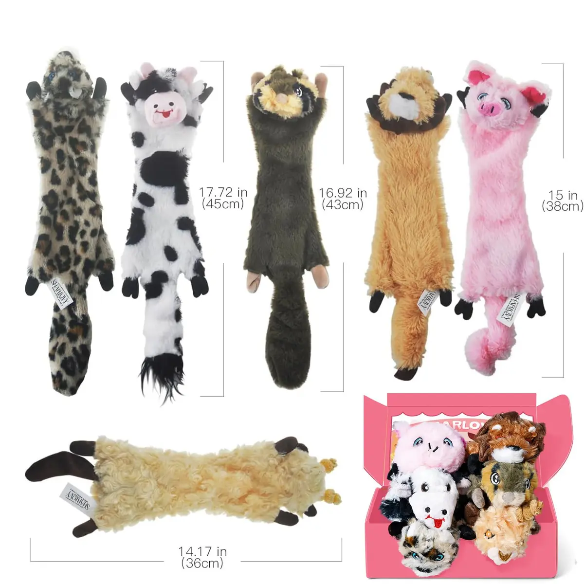 SHARLOVY Dog Squeaky Toy No Stuffing 6 Pack | Crinkle Plush Animal Toys for Puppies - view 5