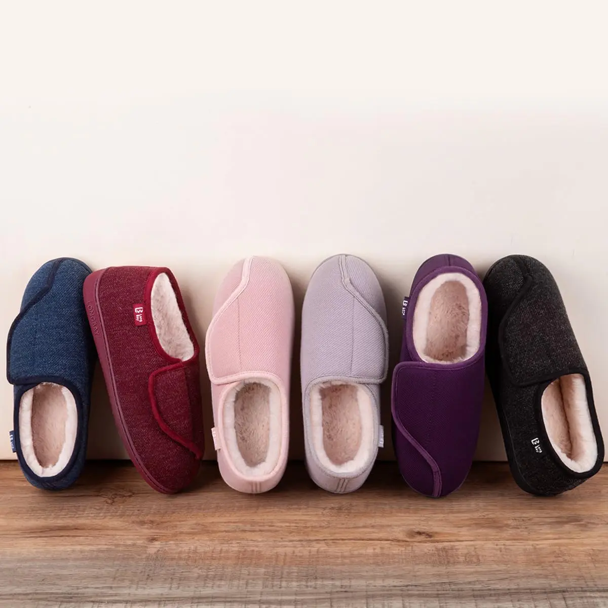 LongBay Women's Adjustable Memory Foam Slippers Black | Wide Fit, Orthopedic Support - view 7