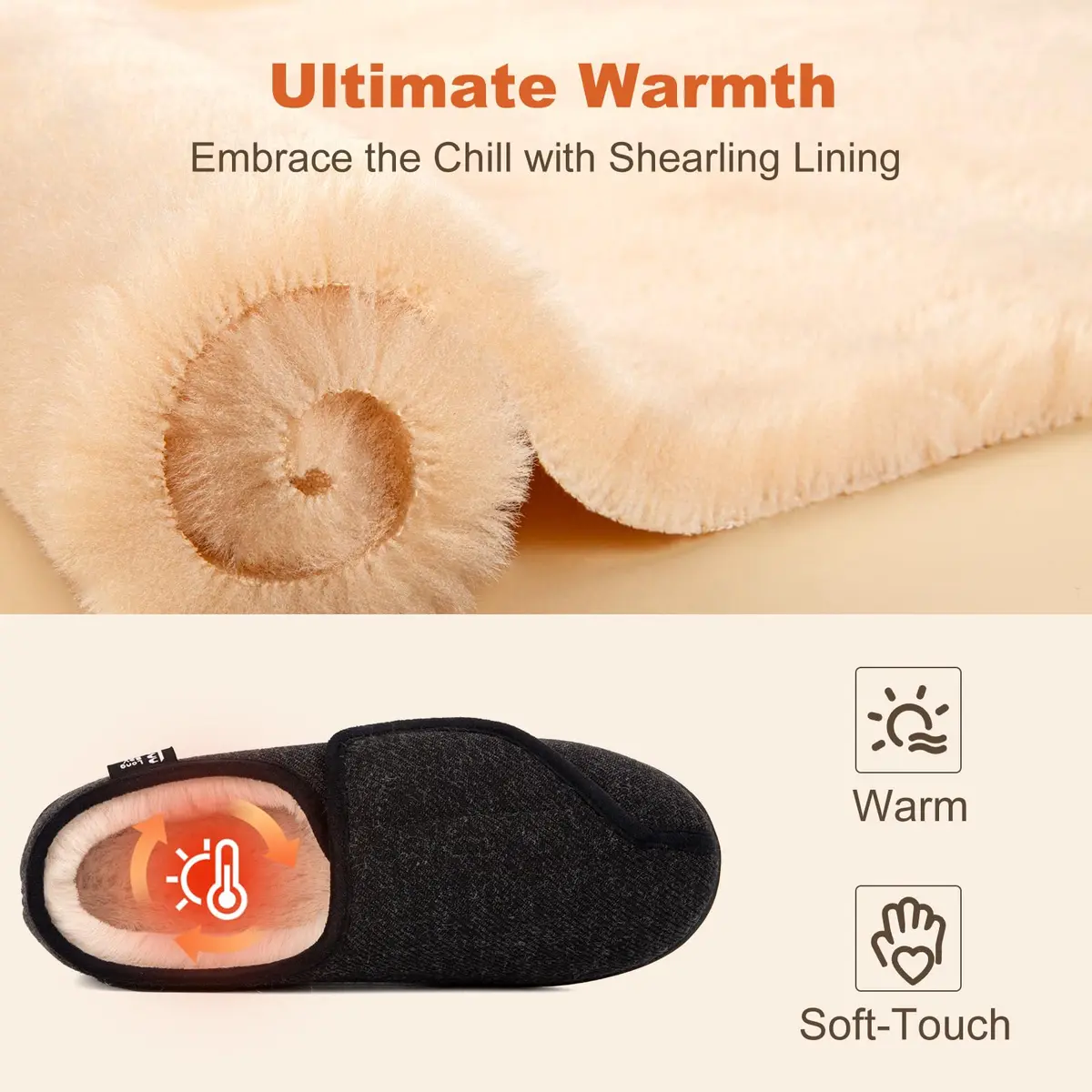 LongBay Women's Adjustable Memory Foam Slippers Black | Wide Fit, Orthopedic Support - view 4