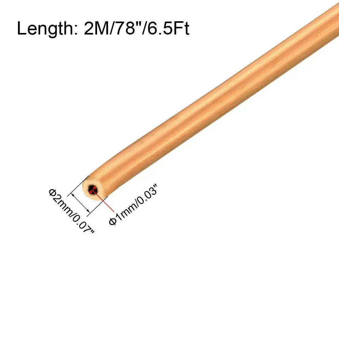 uxcell Copper Refrigeration Tubing 2mm OD x 1.2mm ID x 2m (6.5 Ft) | HVAC & Refrigerator Coil Pipe - view 2