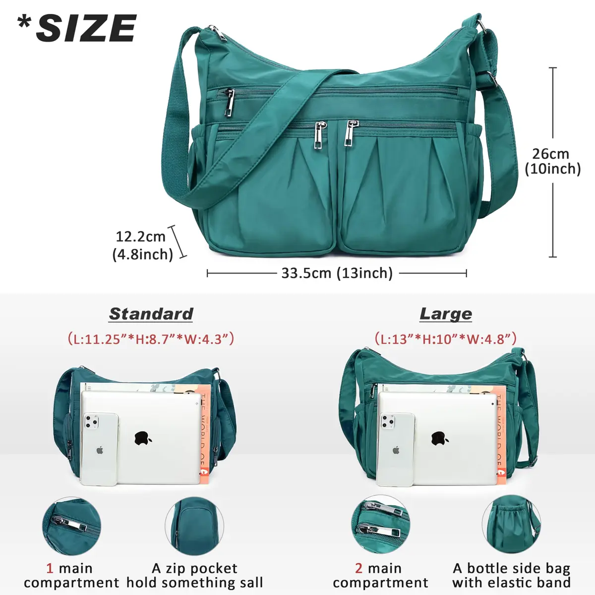 VOLGANIK ROCK Large Waterproof Nylon Crossbody Purse | Lightweight Travel Shoulder Handbag for Women - view 2