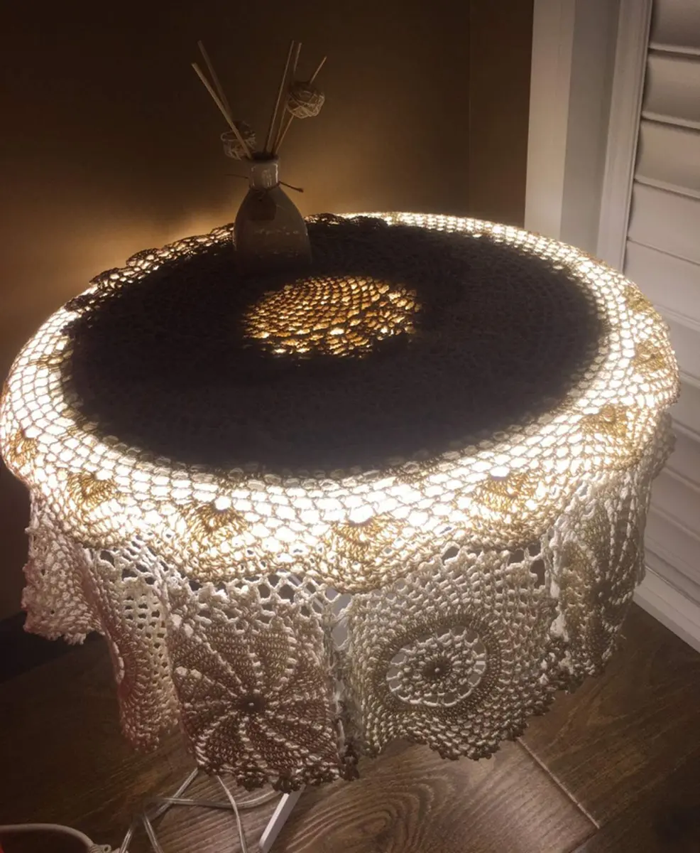 Hetao Handmade Crochet Round Tablecloth Doilies Lace Table Covers White 80 cm (31 Inch) | Elegant Lace Design for Dining Tables - view 6