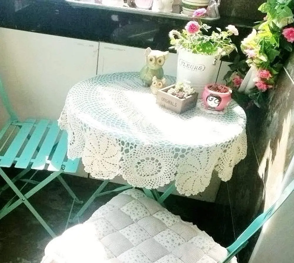 Hetao Handmade Crochet Round Tablecloth Doilies Lace Table Covers White 80 cm (31 Inch) | Elegant Lace Design for Dining Tables - view 3