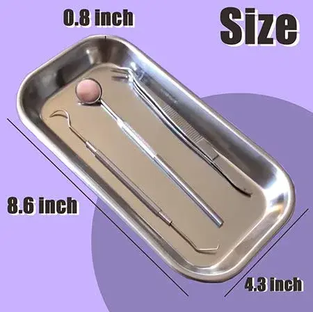 LabAider Stainless Steel Dental Procedure Tray 21.9 cm (8.6") | 3-Pack Flat Type for Medical & Lab Use - view 3
