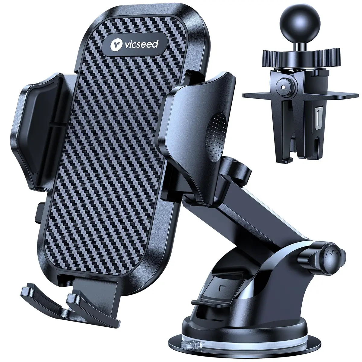 VICSEED 2026 Ultimate Sturdy Car Phone Holder 95+LBS Suction | Universal Long Arm Mount for Car Dashboard & Windshield - main product image