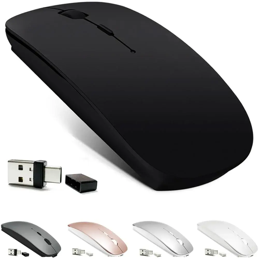 KLO Rechargeable Wireless Mouse | Bluetooth 5.2/3.0, USB-C/2.4G, 1600 DPI, Black - main product image