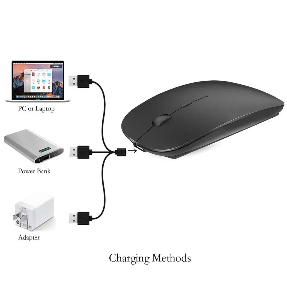 KLO Rechargeable Wireless Mouse | Bluetooth 5.2/3.0, USB-C/2.4G, 1600 DPI, Black - view 7