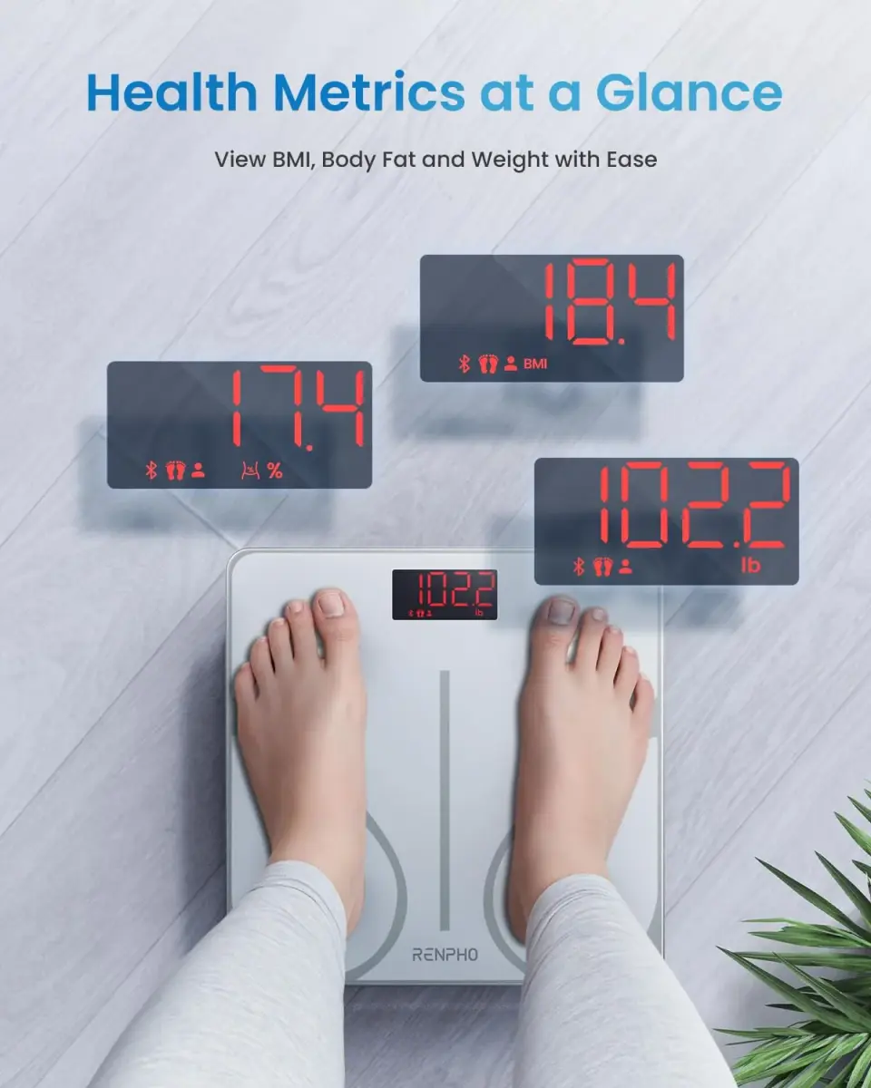 RENPHO Smart Body Weight Scale with BMI & Body Fat, 13 Metrics, 180 kg Capacity | FDA Approved - view 2