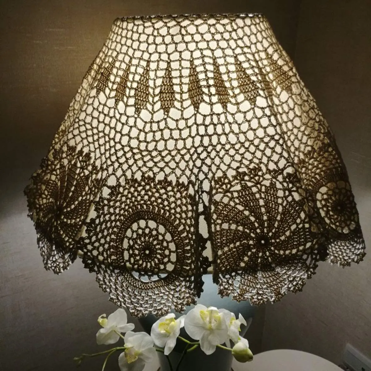 Hetao Handmade Crochet Round Tablecloth Doilies Lace Table Covers Beige 35 Inch | Elegant Lace Design for Home & Weddings - view 5